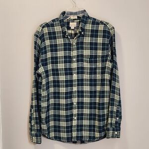 J. Crew Men's Double Weave Fabric Plaid Button-Down Shirt Size L Slim Fit Casual